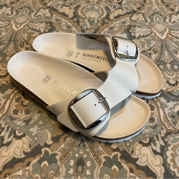 NWT Birkenstock Madrid Big Buckle White Leather Sz 36 US 5-5.5 Narrow - Picture 8 of 15